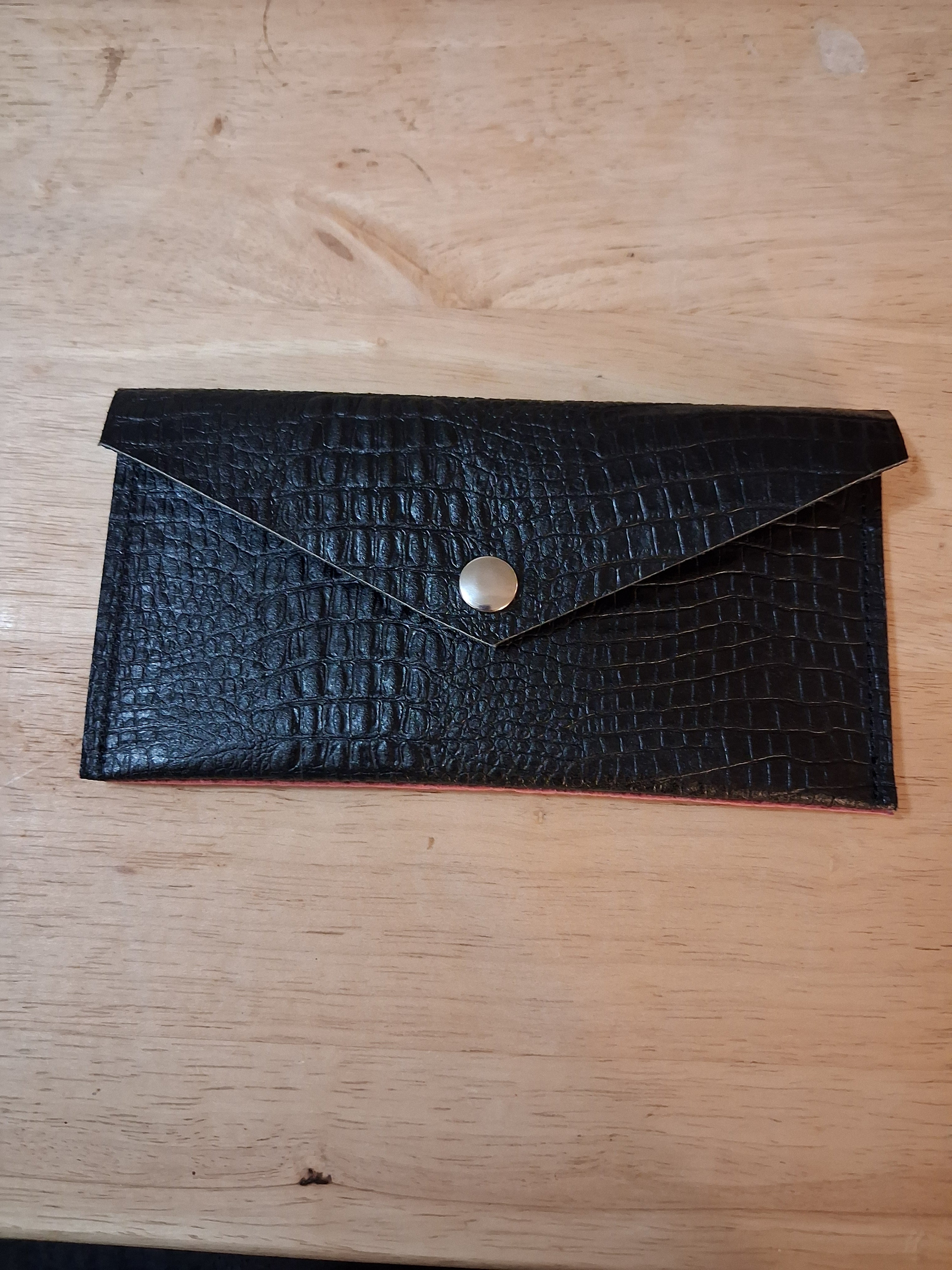 Black Envelope Wallet with Pocket