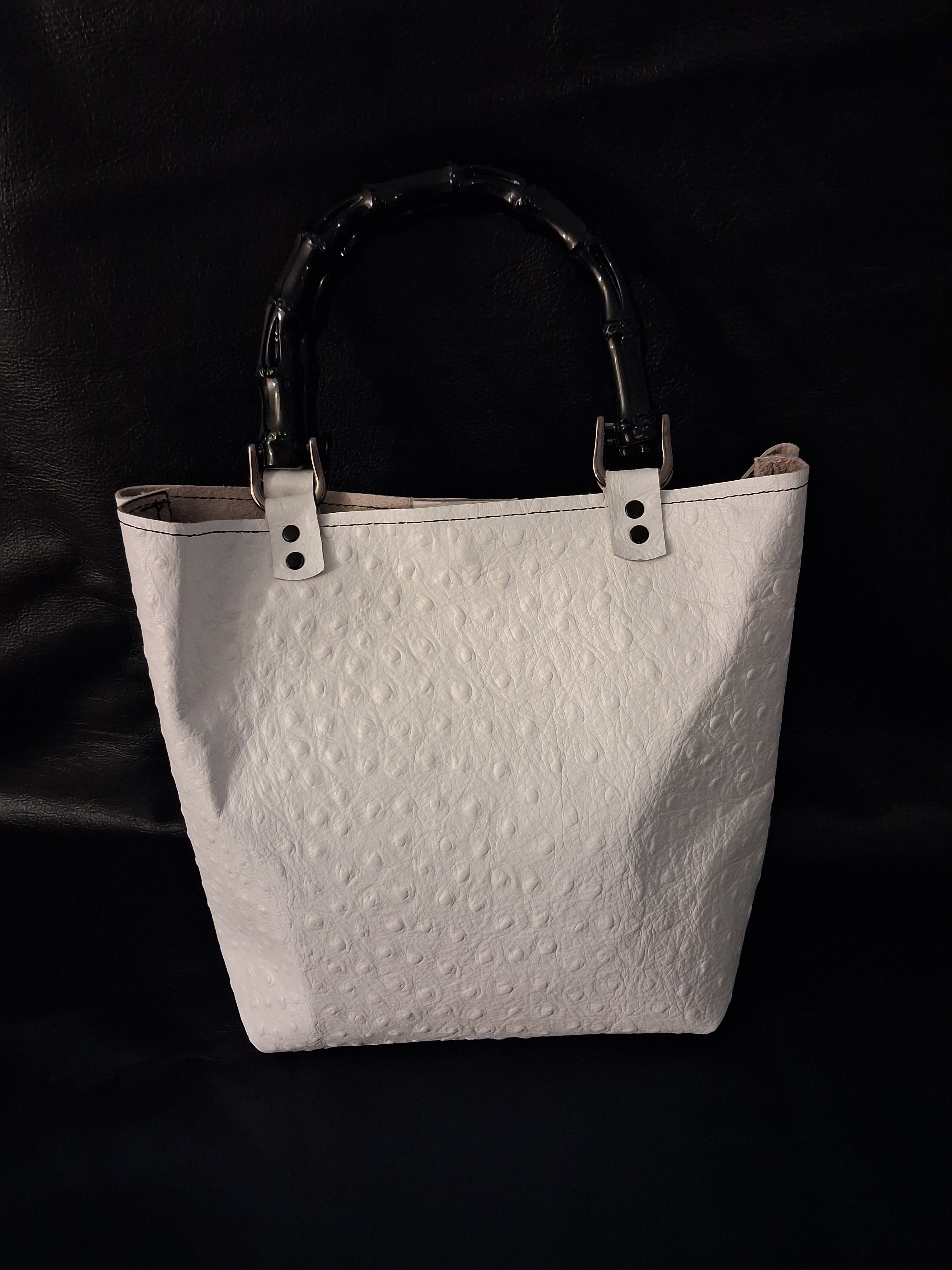White Ostrich Print Purse