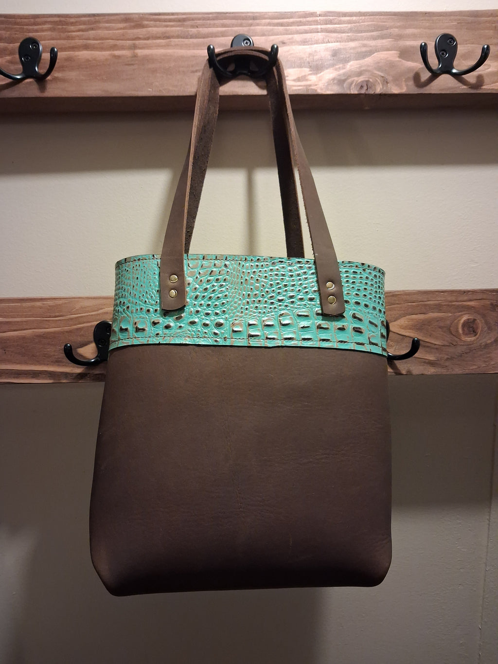 Brown with Turquoise Band Purse Set