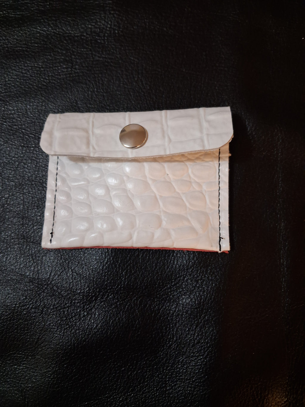White Coin Purse with Pink and Black Pocket
