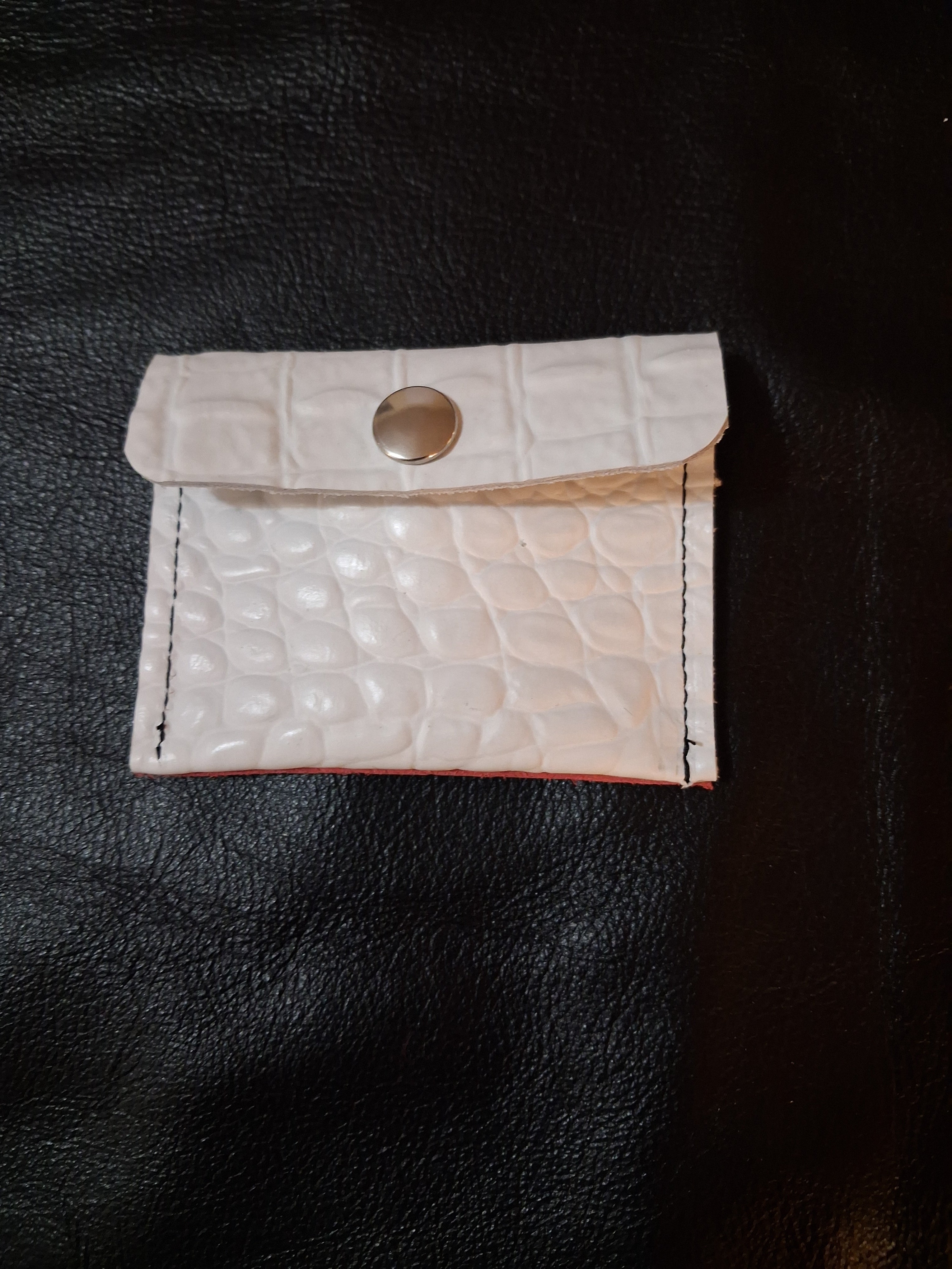 White Coin Purse with Pink and Black Pocket