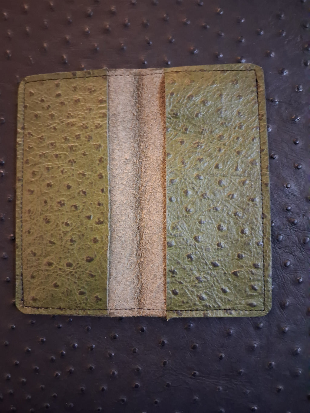 Green Ostrich Print Checkbook Cover