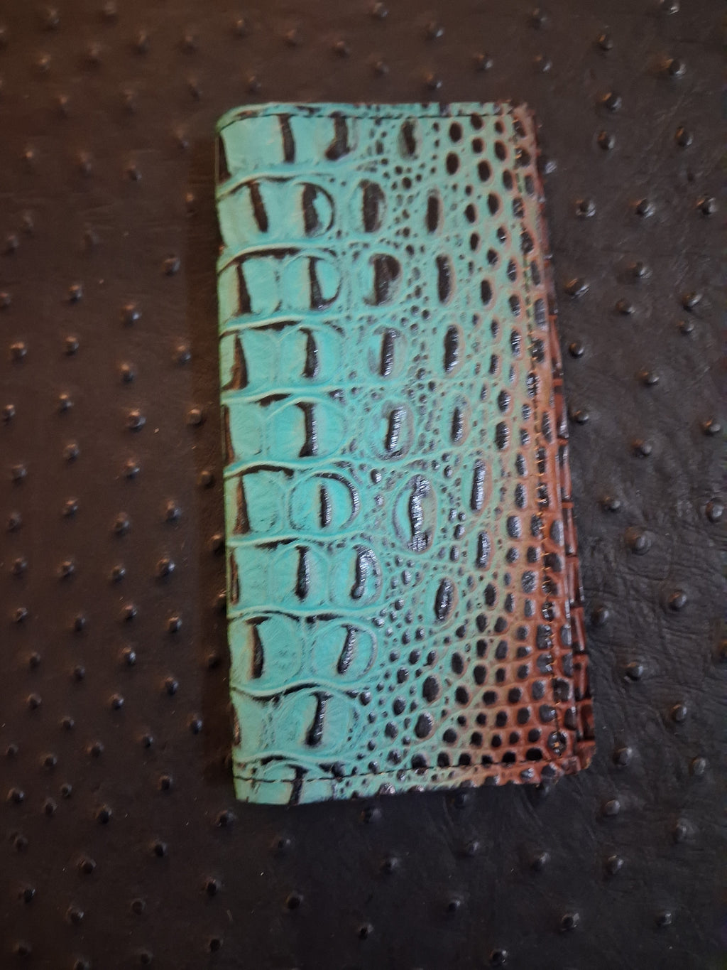 Turqouise and Brown Checkbook Cover