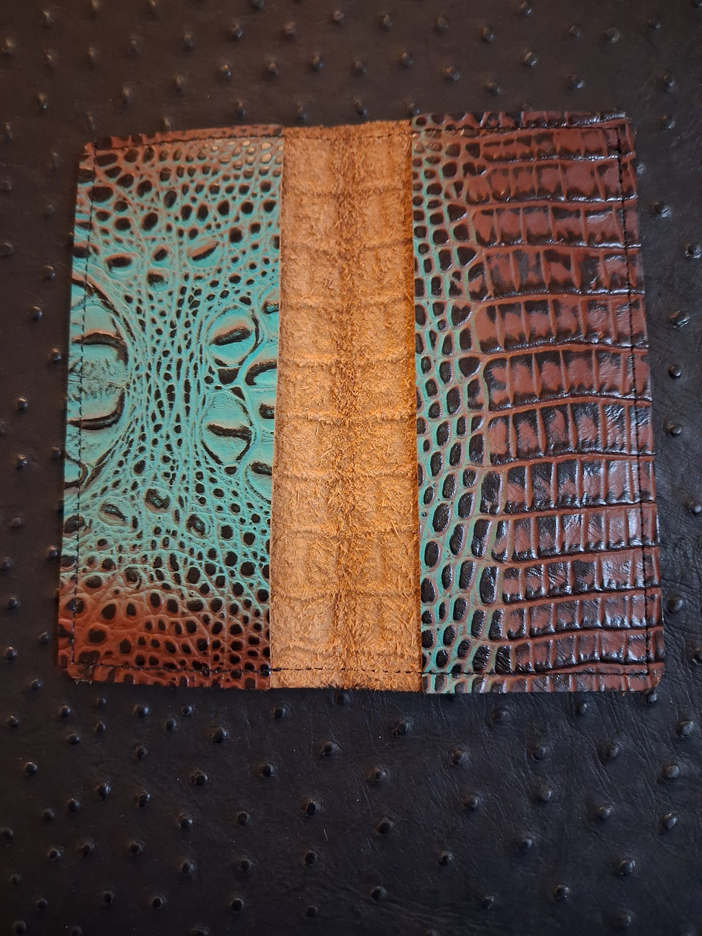 Turqouise and Brown Checkbook Cover