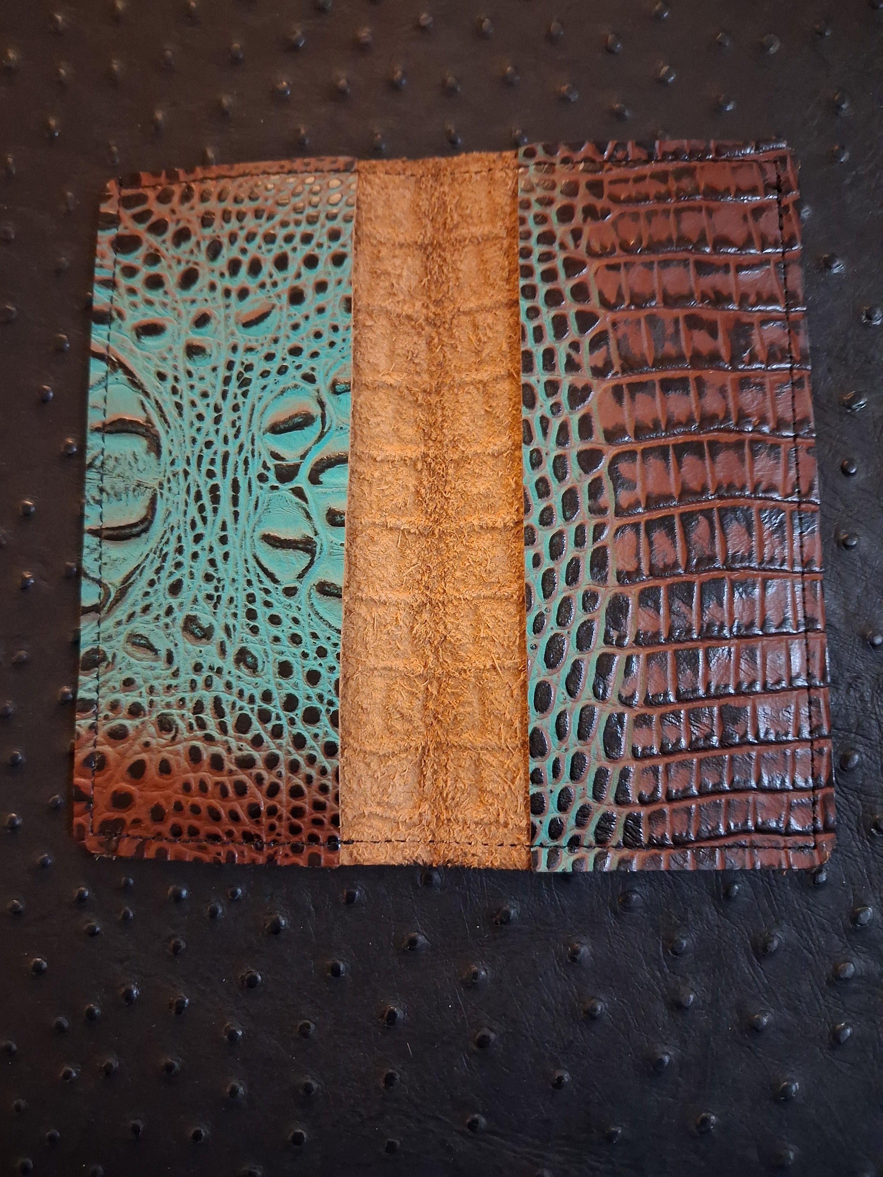 Turqouise and Brown Checkbook Cover