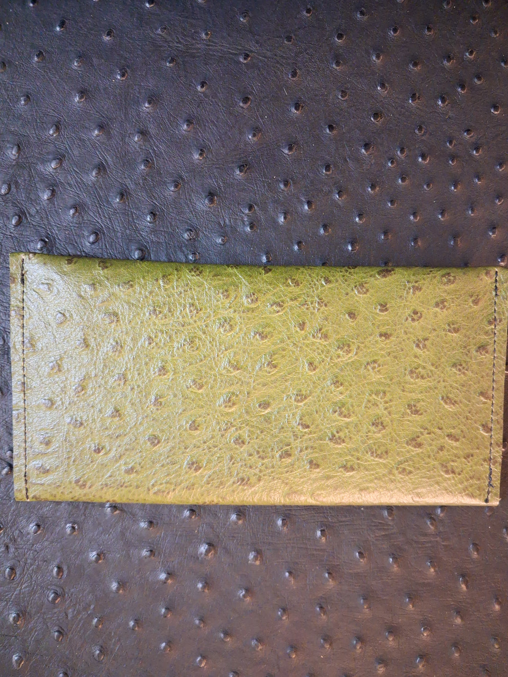 Green Ostrich Print Envelope Wallet