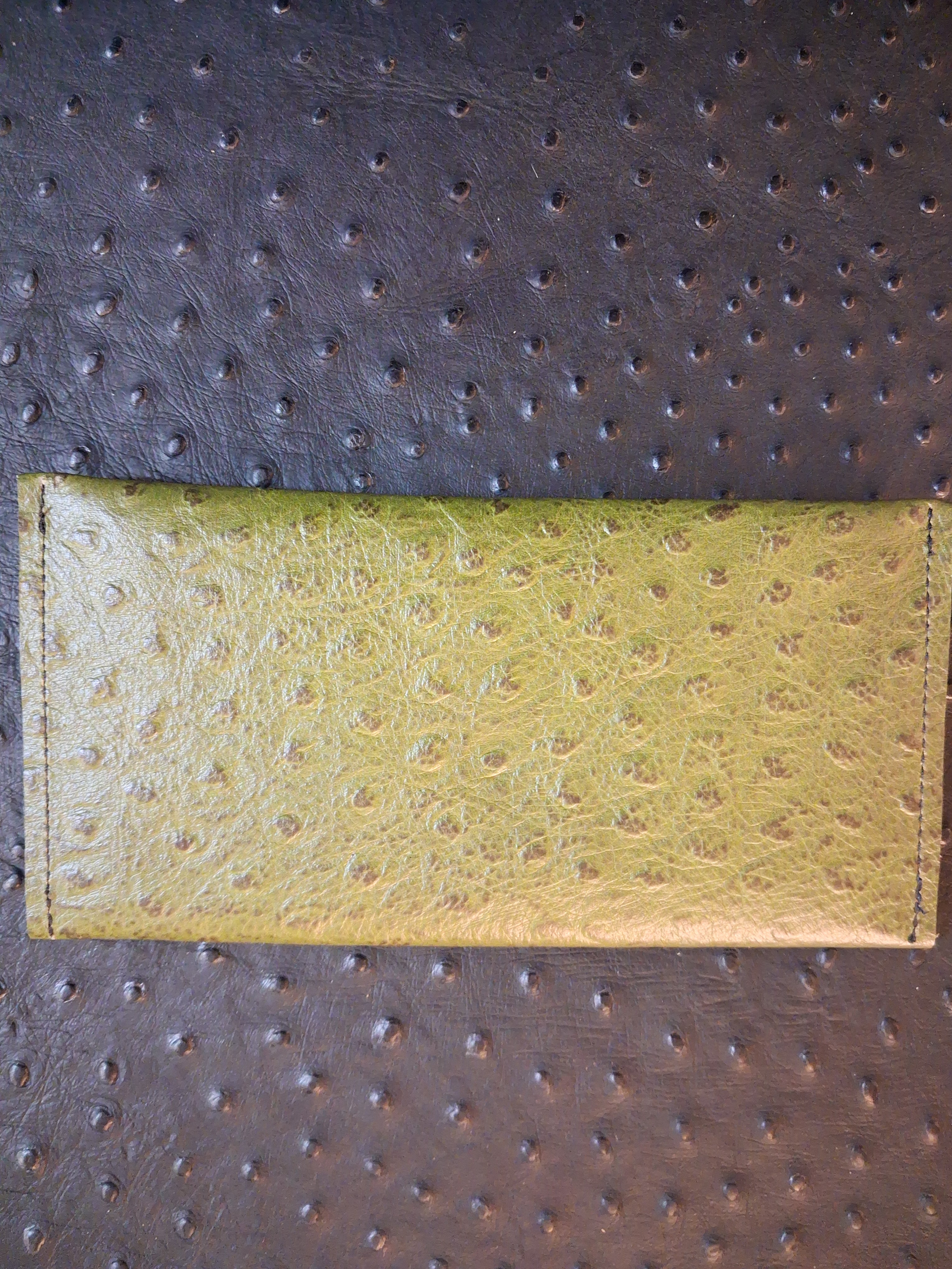 Green Ostrich Print Envelope Wallet