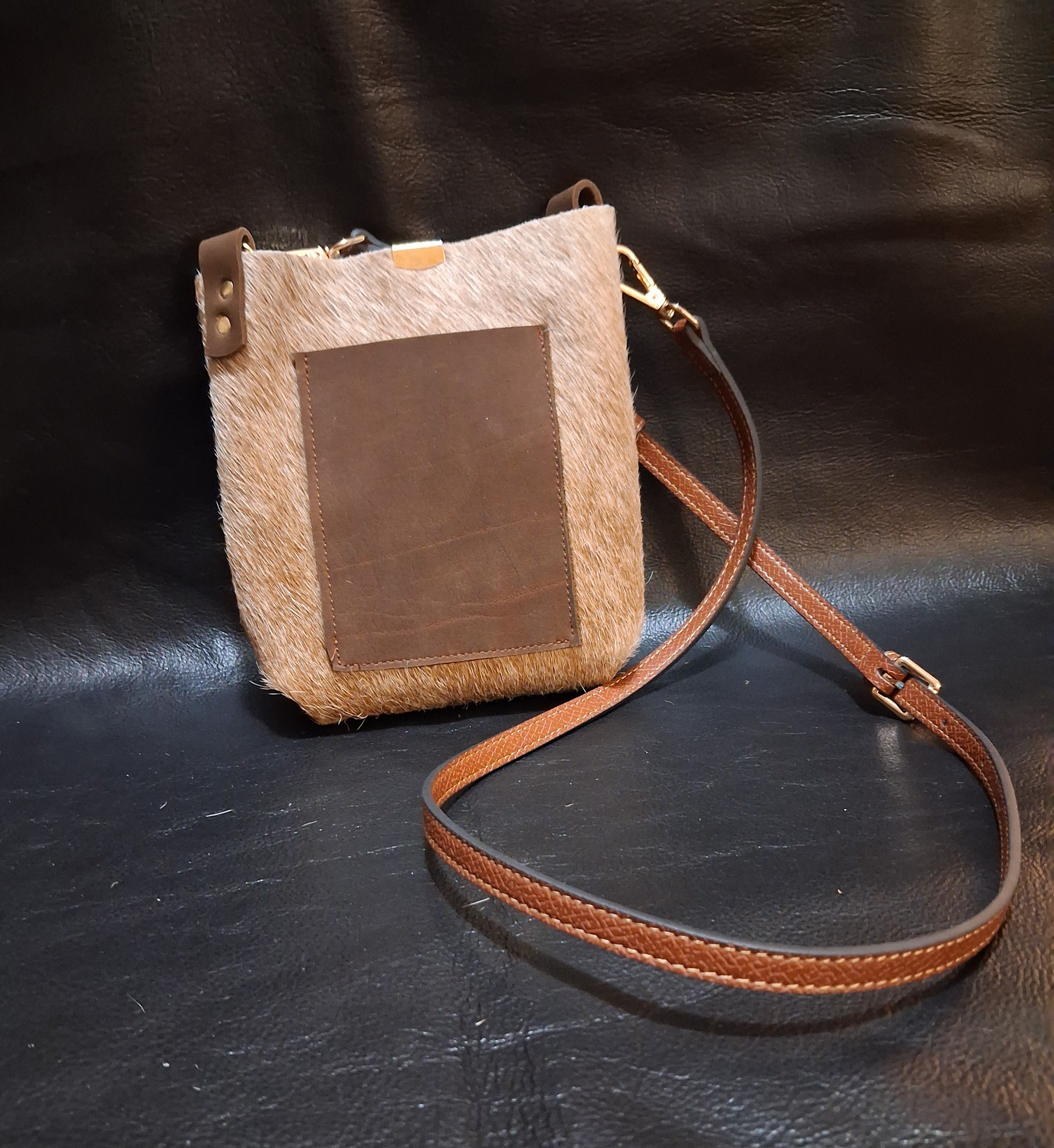 Brown Hair-on Mini Crossbody