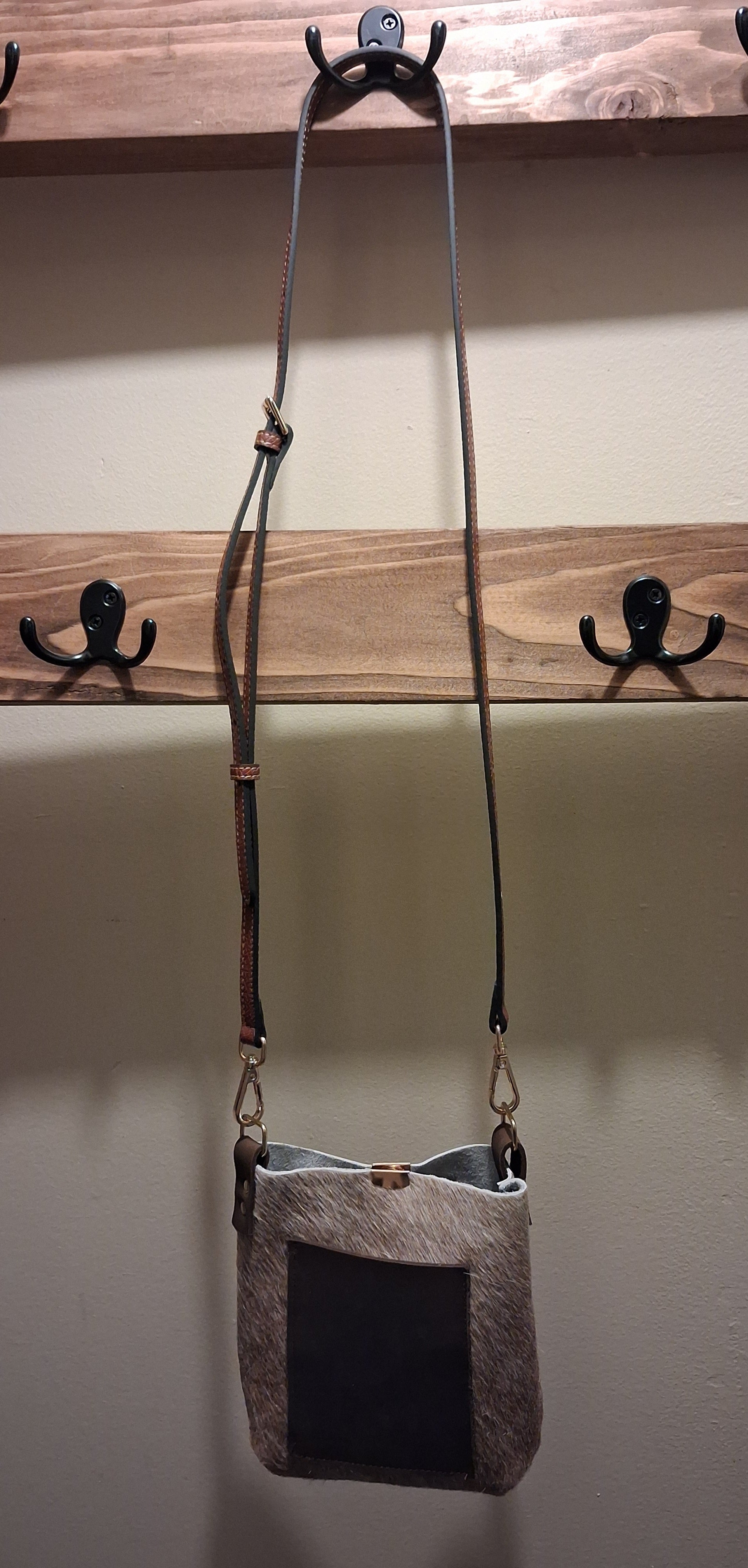 Brown Hair-on Mini Crossbody