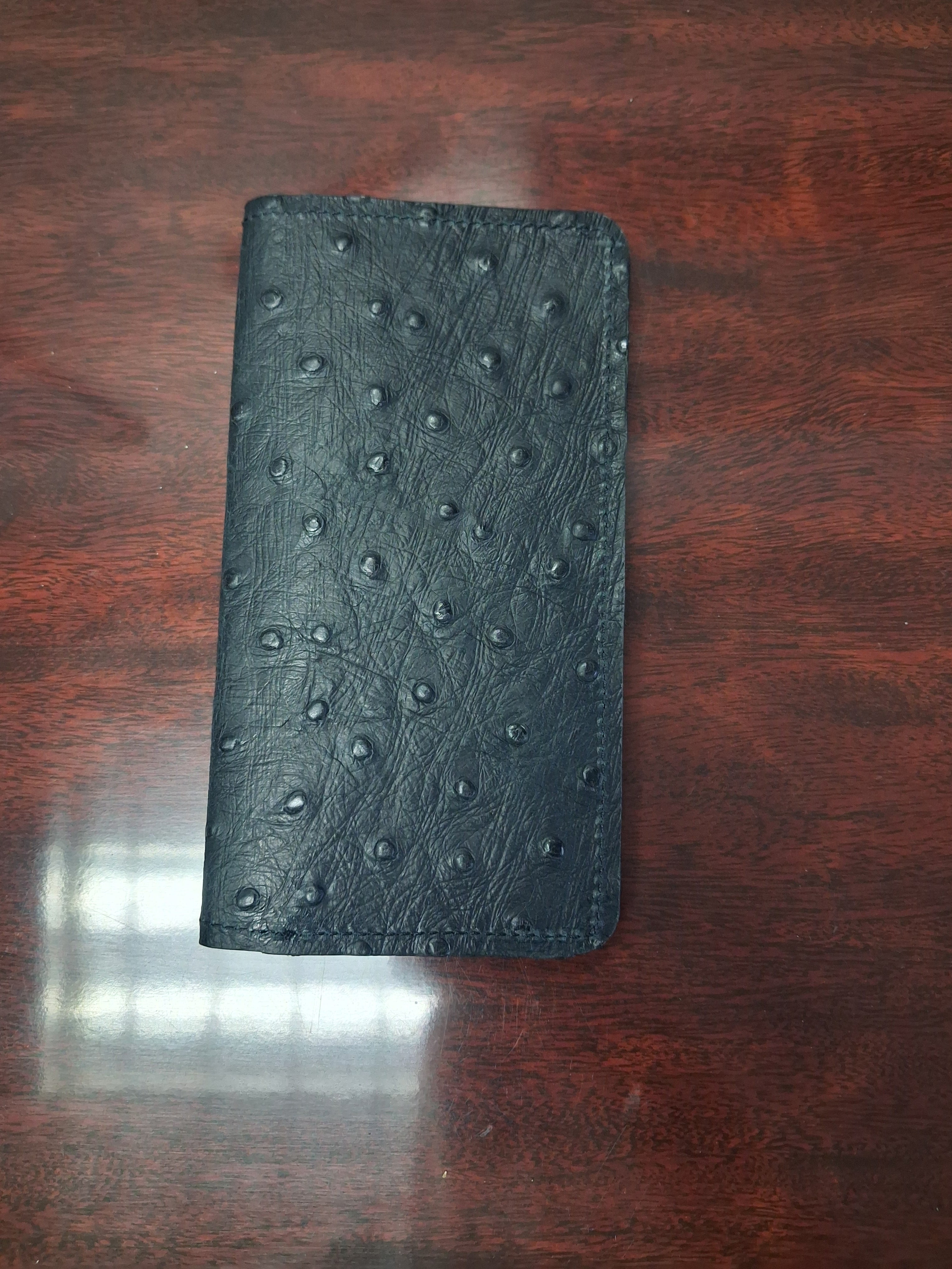 Men's Wallet - Black Ostrich Print