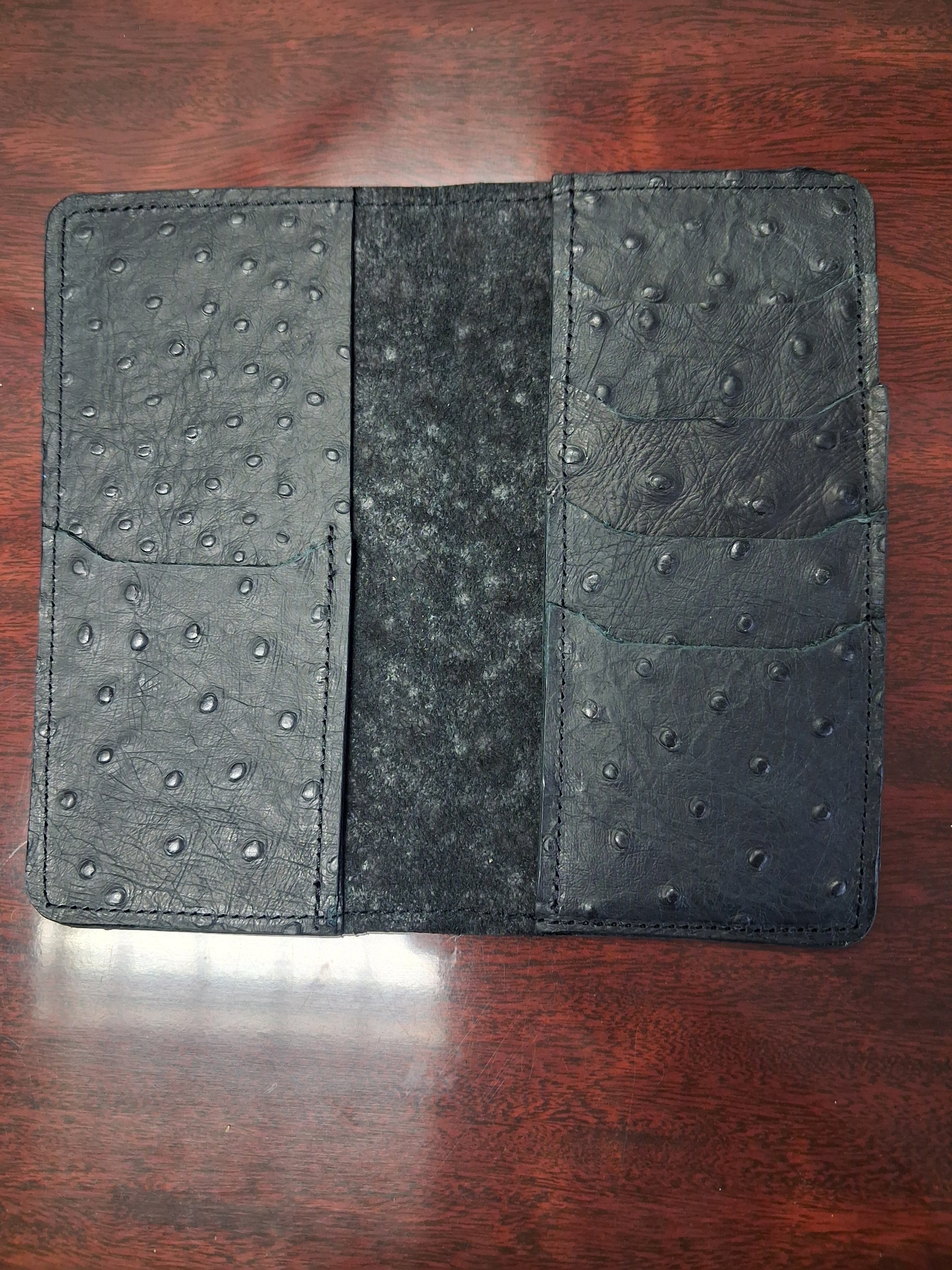 Men's Wallet - Black Ostrich Print