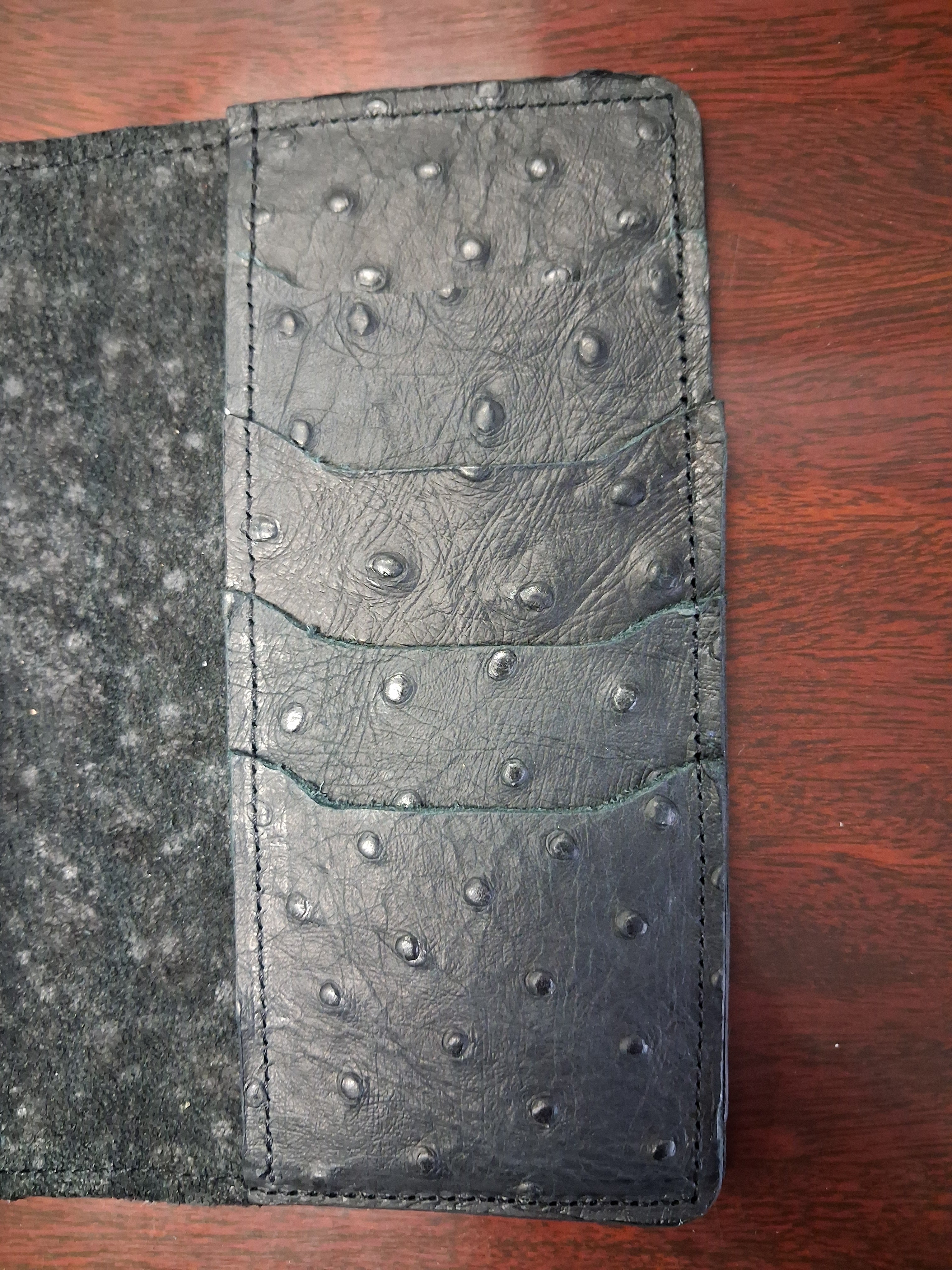 Men's Wallet - Black Ostrich Print