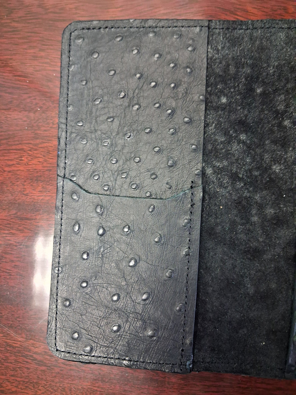 Men's Wallet - Black Ostrich Print