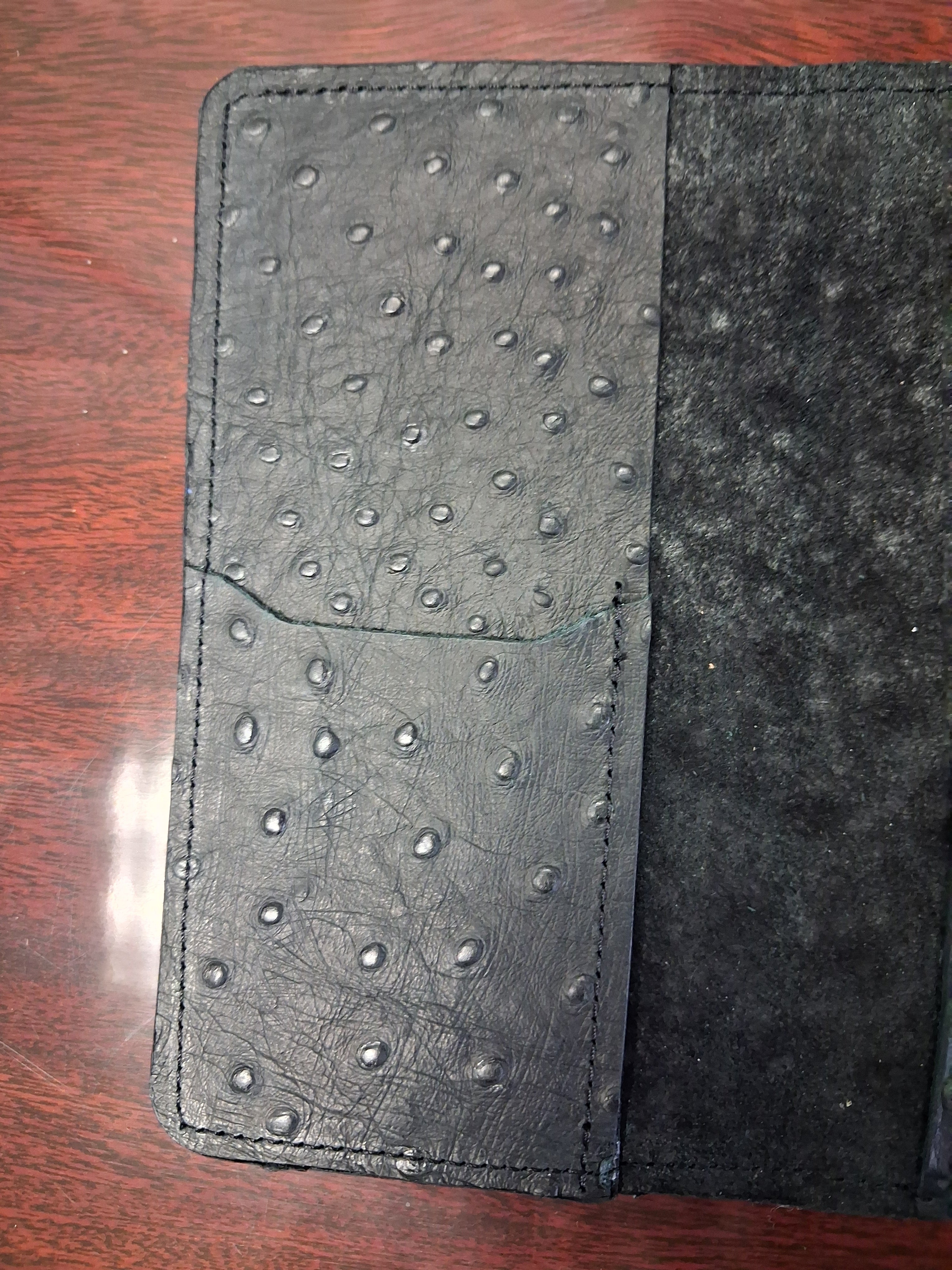 Men's Wallet - Black Ostrich Print
