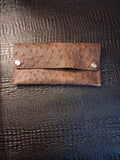 Brown Ostrich Print Men's Envelope Wallet with Double Snaps