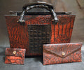 Red & Black Hand-stitched Purse Set