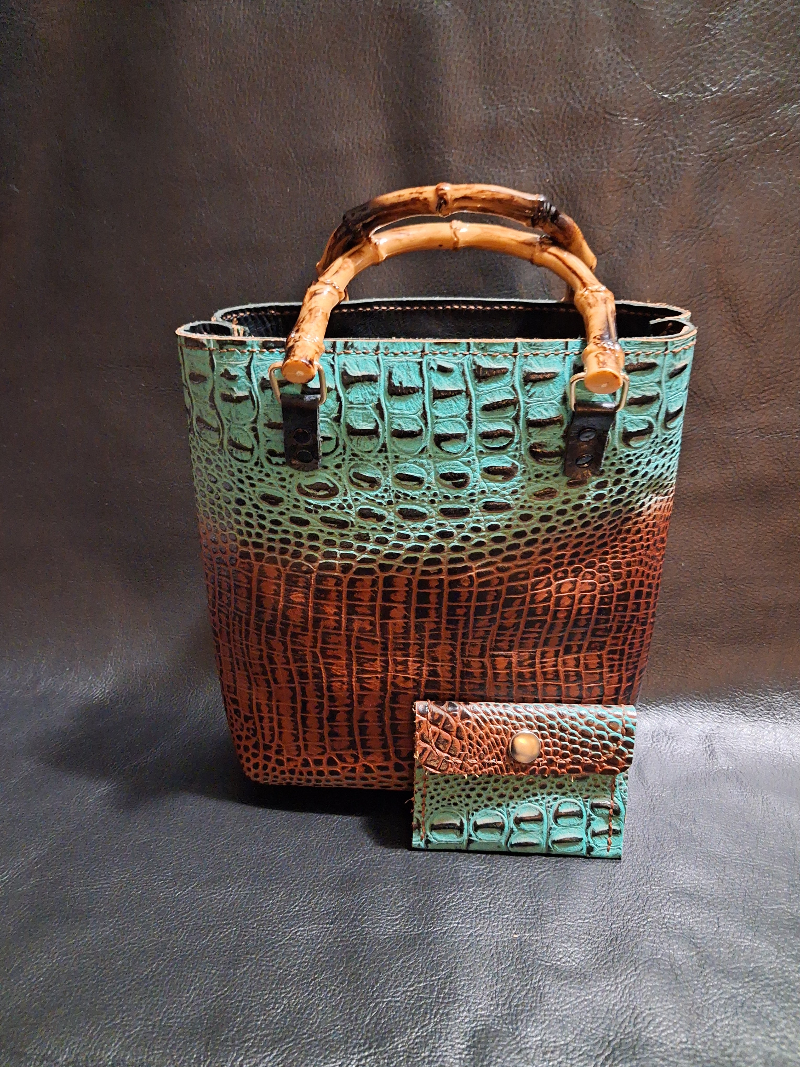 Turquise & Brown Purse